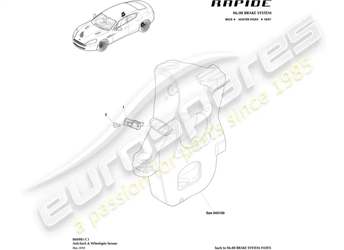 aston martin rapide (2018) wheel speed sensors parts diagram