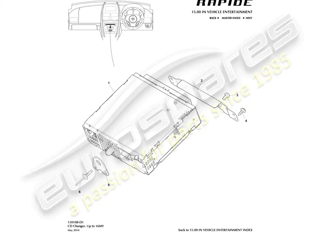 aston martin rapide (2017) cd changer, up to 16my parts diagram