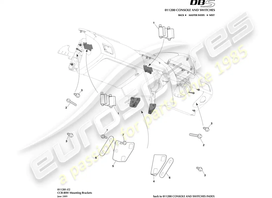 aston martin dbs (2007) ccb to biw brackets parts diagram
