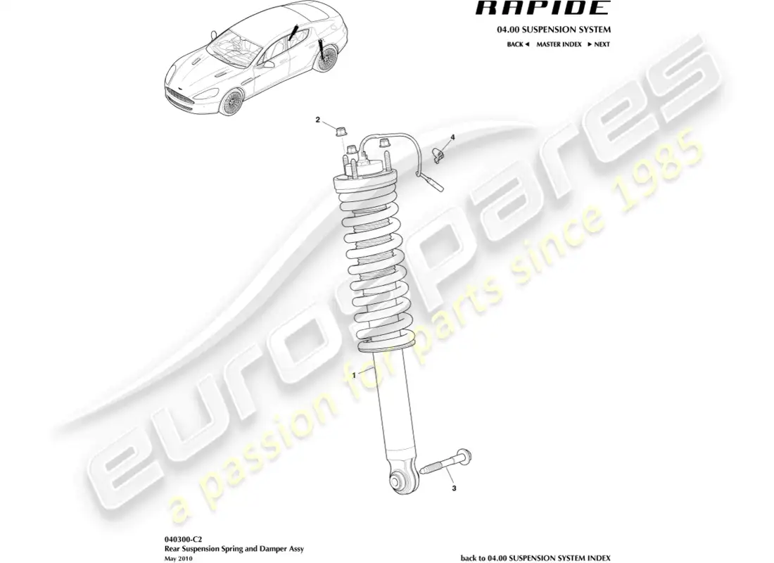 aston martin rapide (2013) rear spring & damper parts diagram