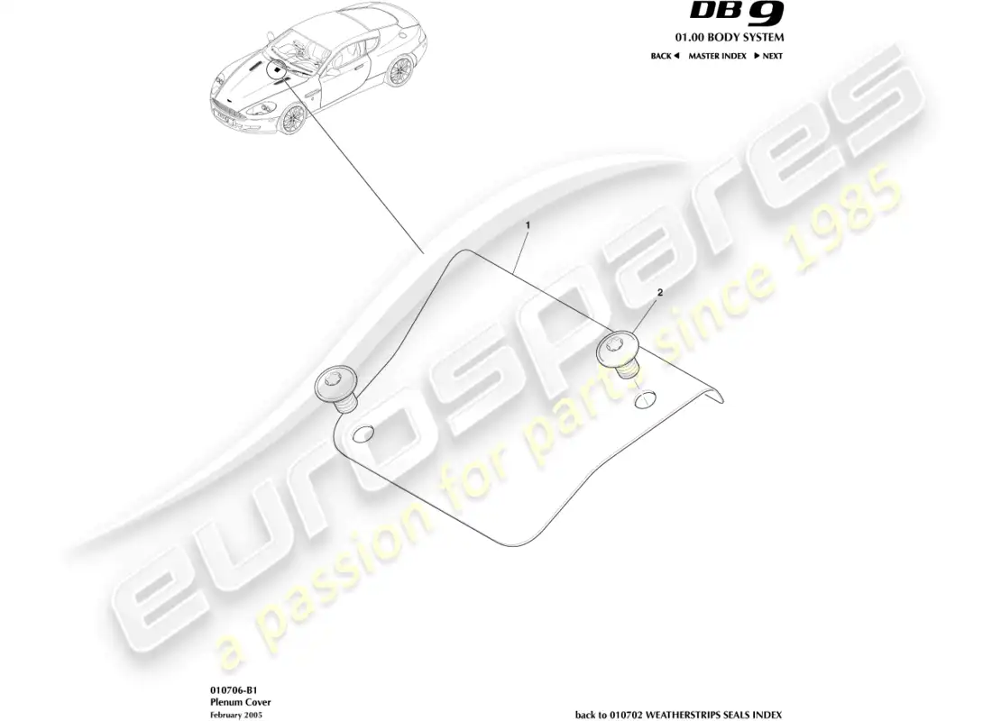 aston martin db9 (2005) plenum cover parts diagram