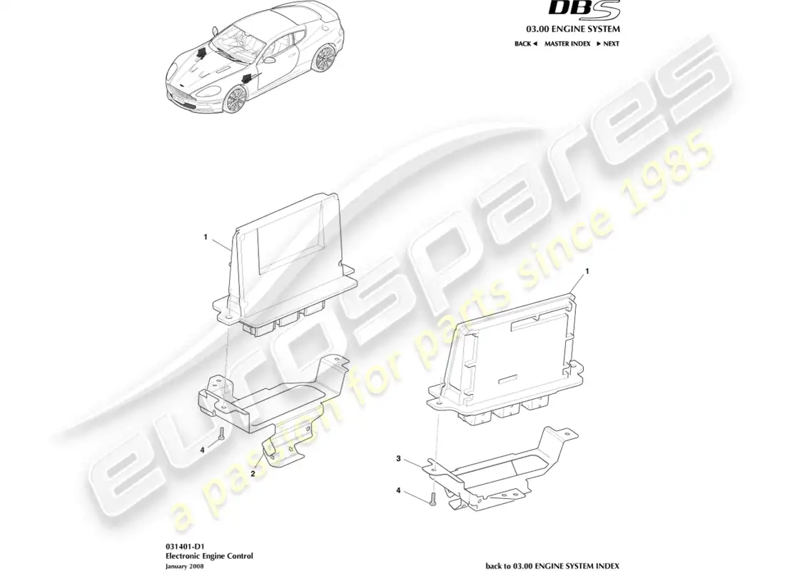 aston martin dbs (2009) electronic engine control parts diagram