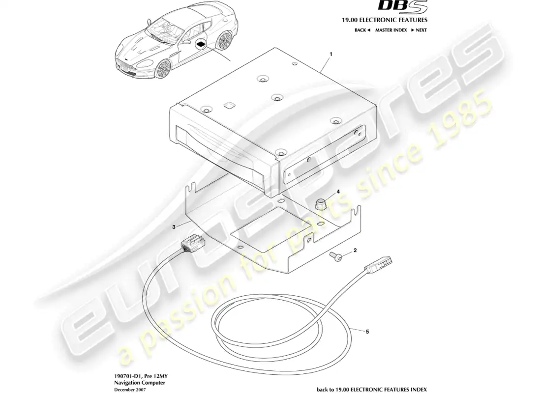 aston martin dbs (2008) navigation, to 12my parts diagram