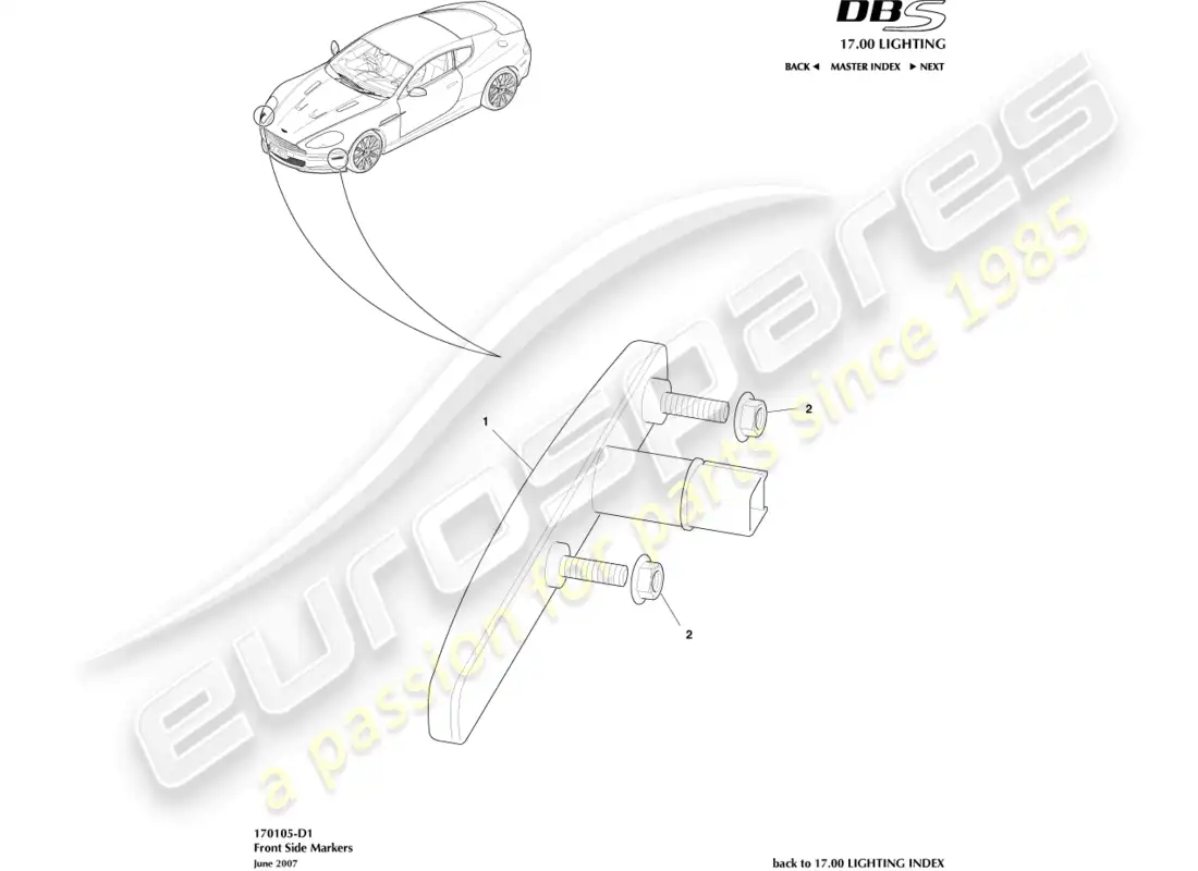 aston martin dbs (2014) front side markers parts diagram