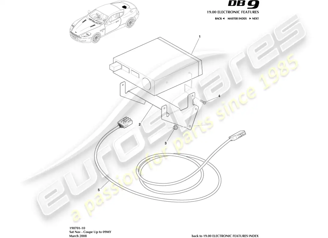 aston martin db9 (2012) sat nav, coupe, to 09my parts diagram