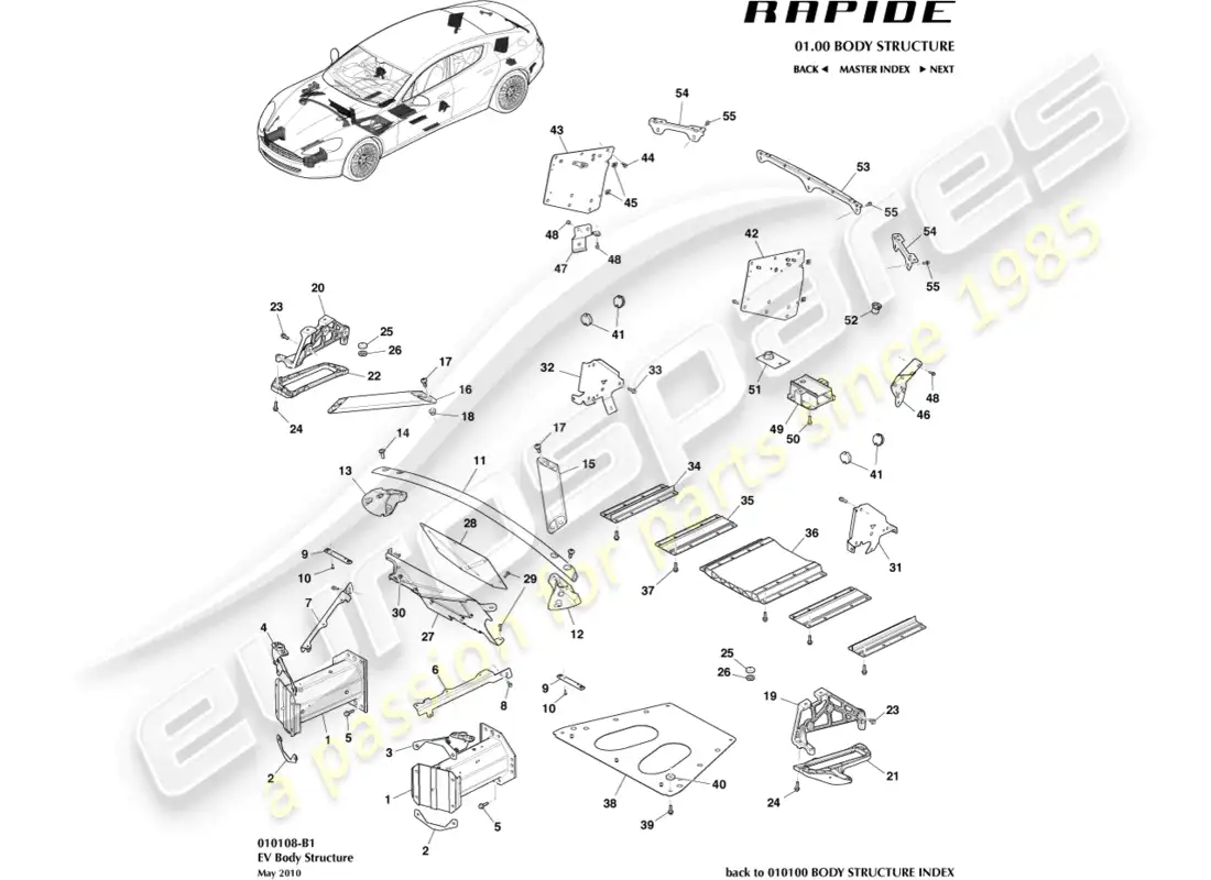 aston martin rapide (2013) ancillary parts parts diagram