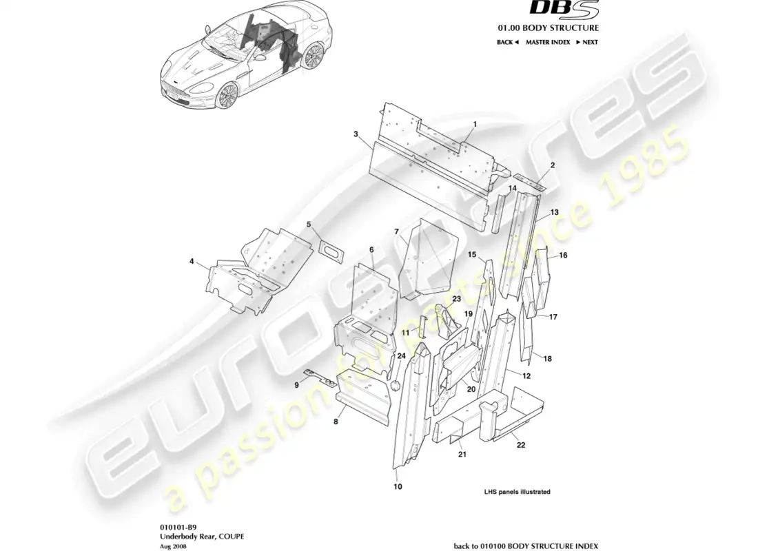 aston martin dbs (2012) underbody rear, coupe parts diagram