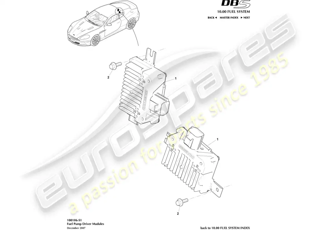 aston martin dbs (2014) fuel pump modules parts diagram