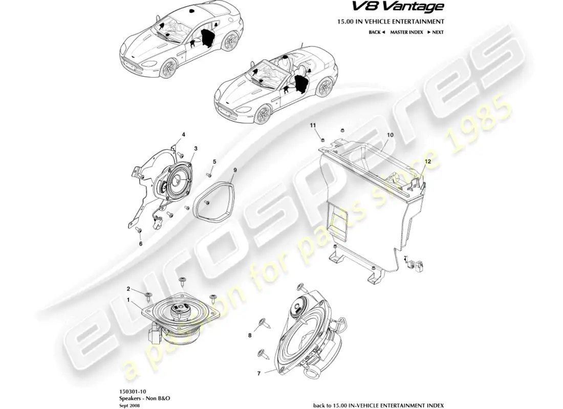 aston martin v8 vantage (2015) speaker, base part diagram