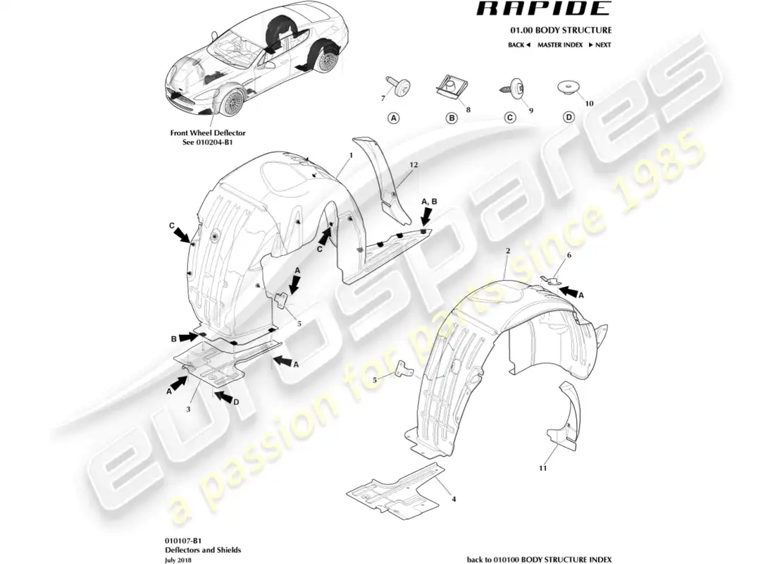aston martin rapide (2013) rear wheel arches parts diagram