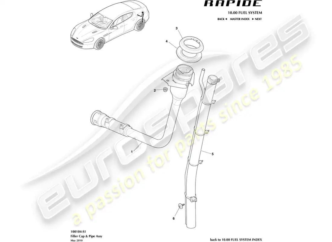 aston martin rapide (2018) fuel filler assembly parts diagram