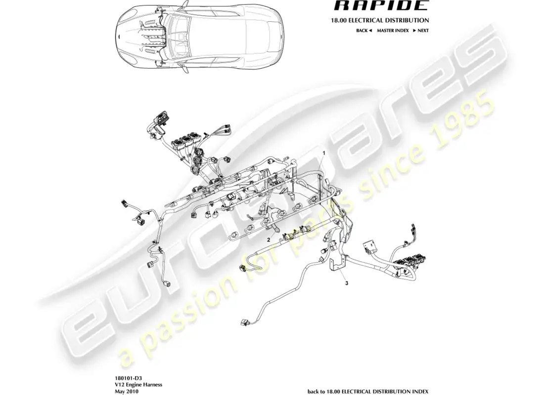 aston martin rapide (2012) engine harness parts diagram