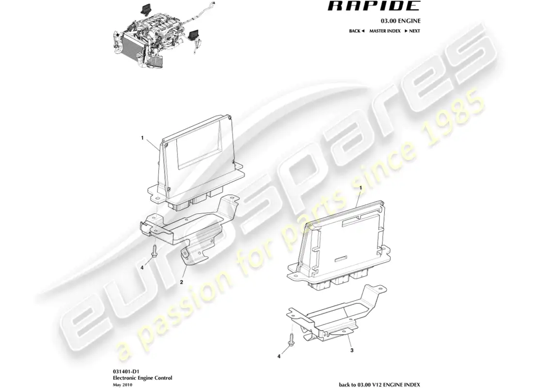 aston martin rapide (2012) electronic engine control parts diagram