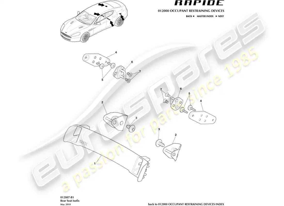 aston martin rapide (2019) isofix tether brackets parts diagram