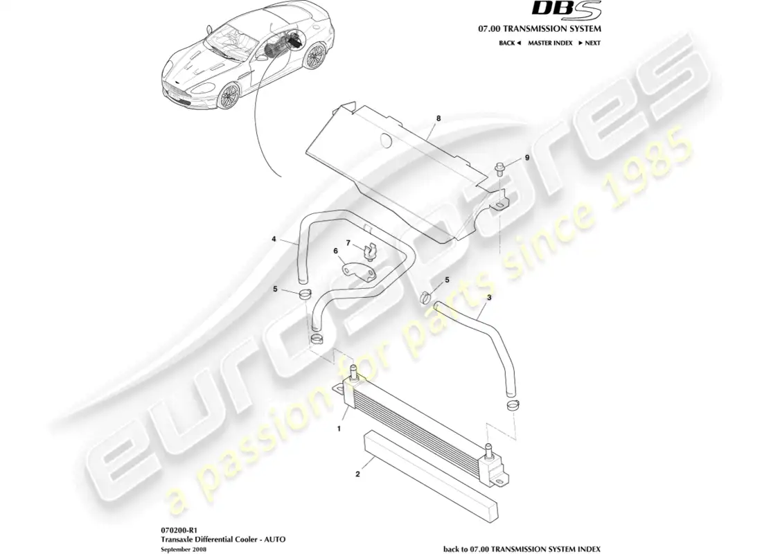 aston martin dbs (2013) differential cooling parts diagram