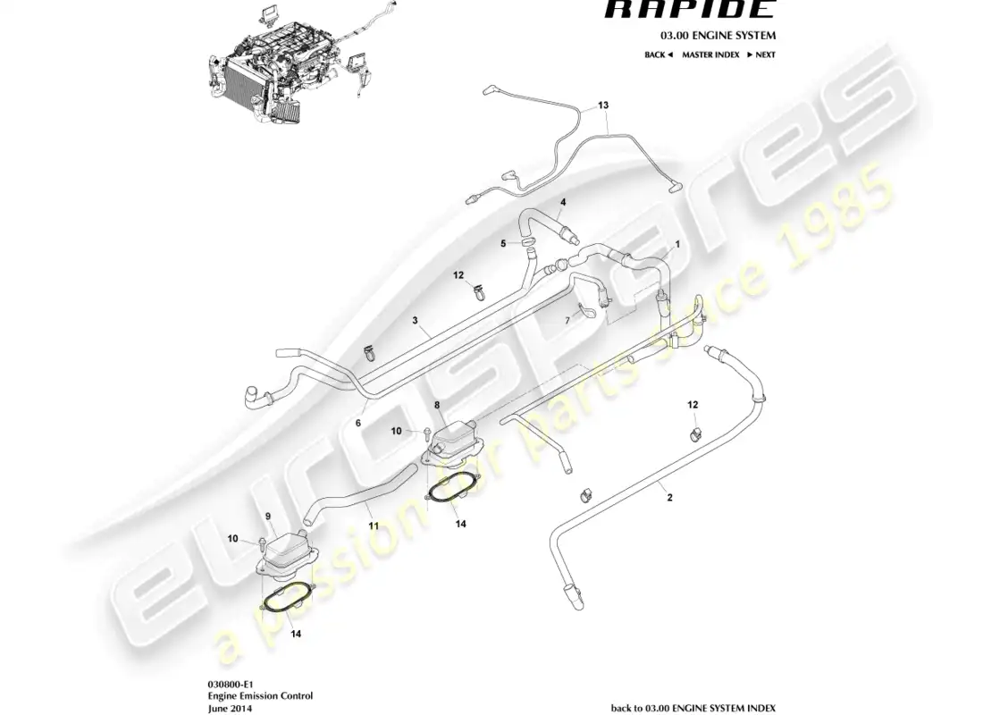 aston martin rapide (2013) emisison control parts diagram