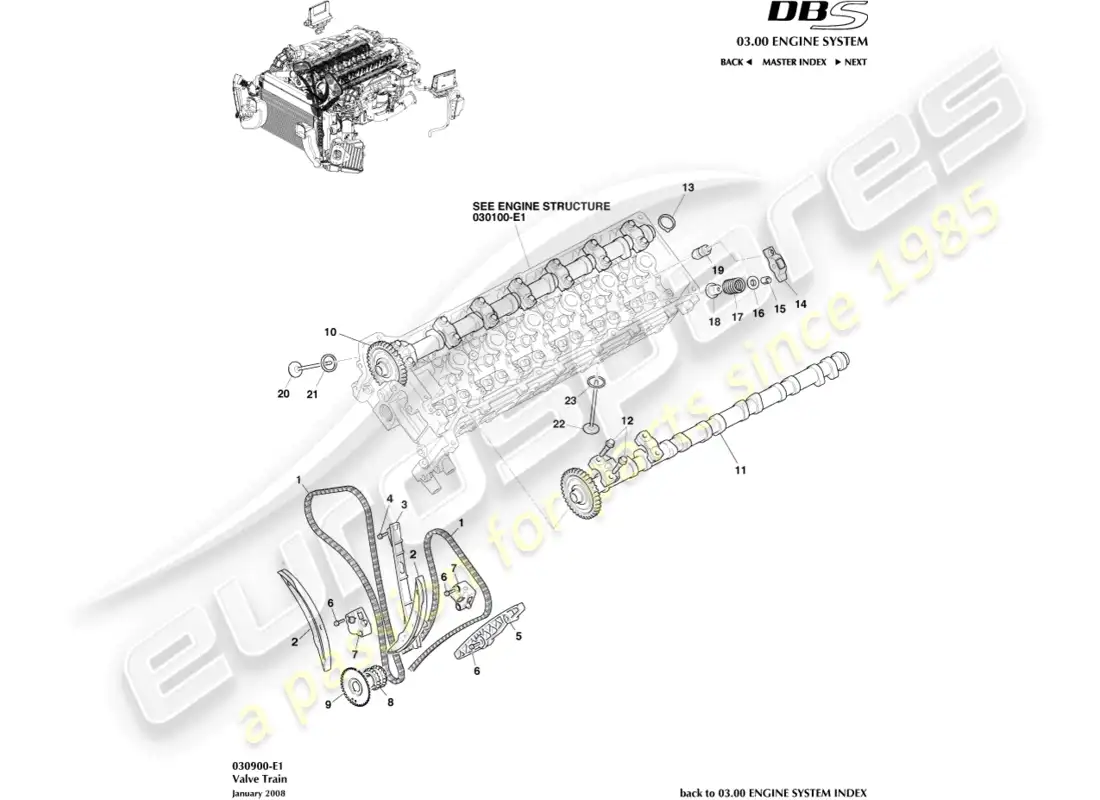 aston martin dbs (2014) valve train parts diagram