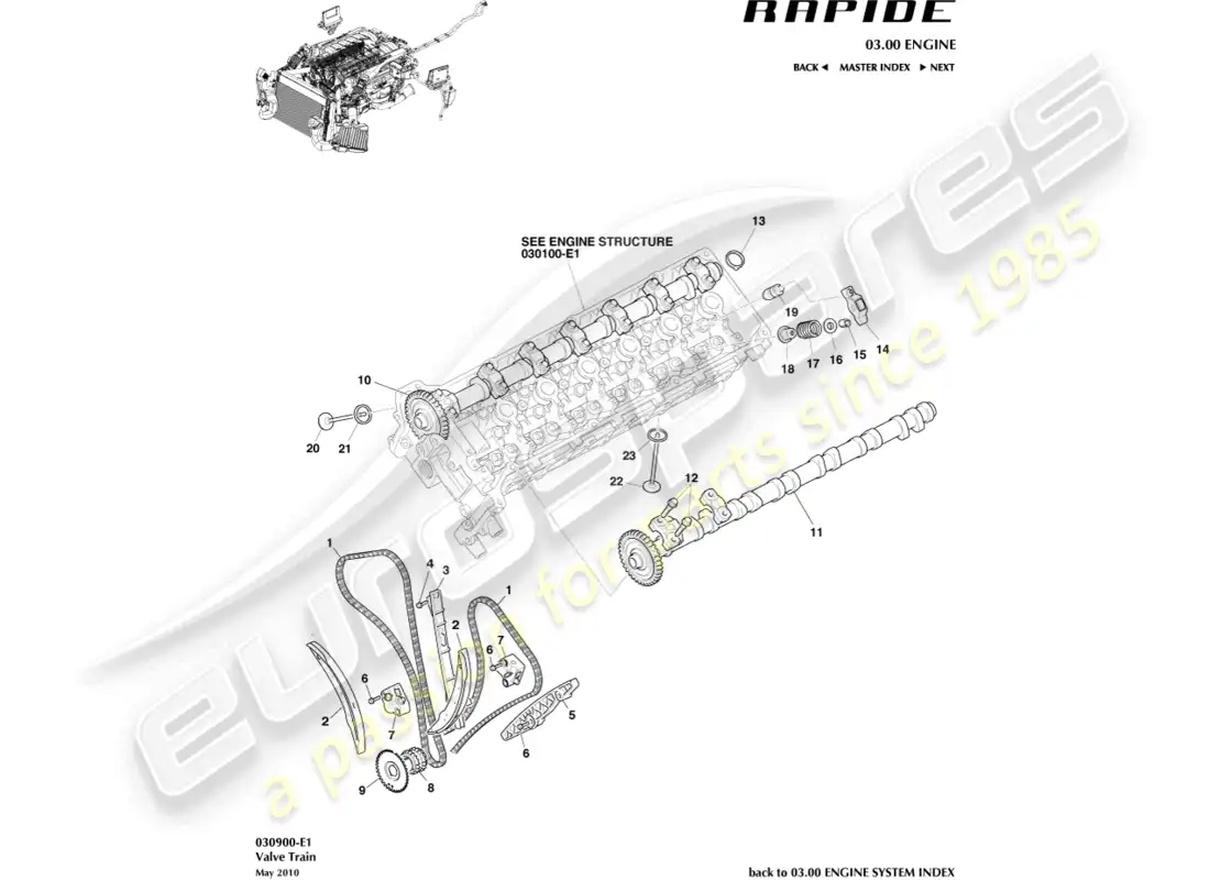 aston martin rapide (2013) valve train parts diagram