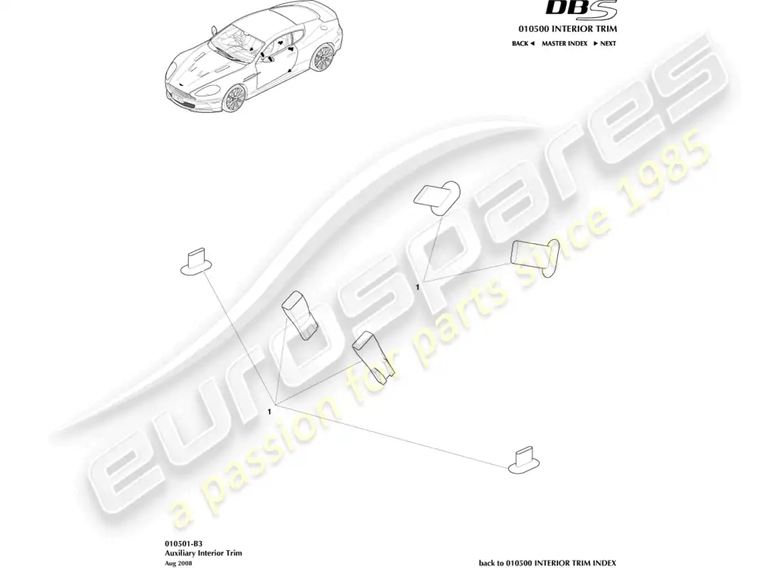 aston martin dbs (2010) auxiliary interior trim parts diagram