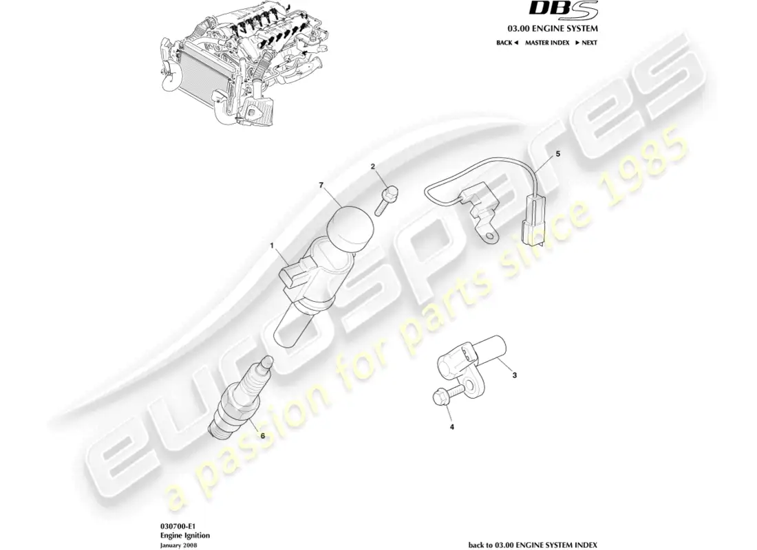 aston martin dbs (2014) ignition parts diagram