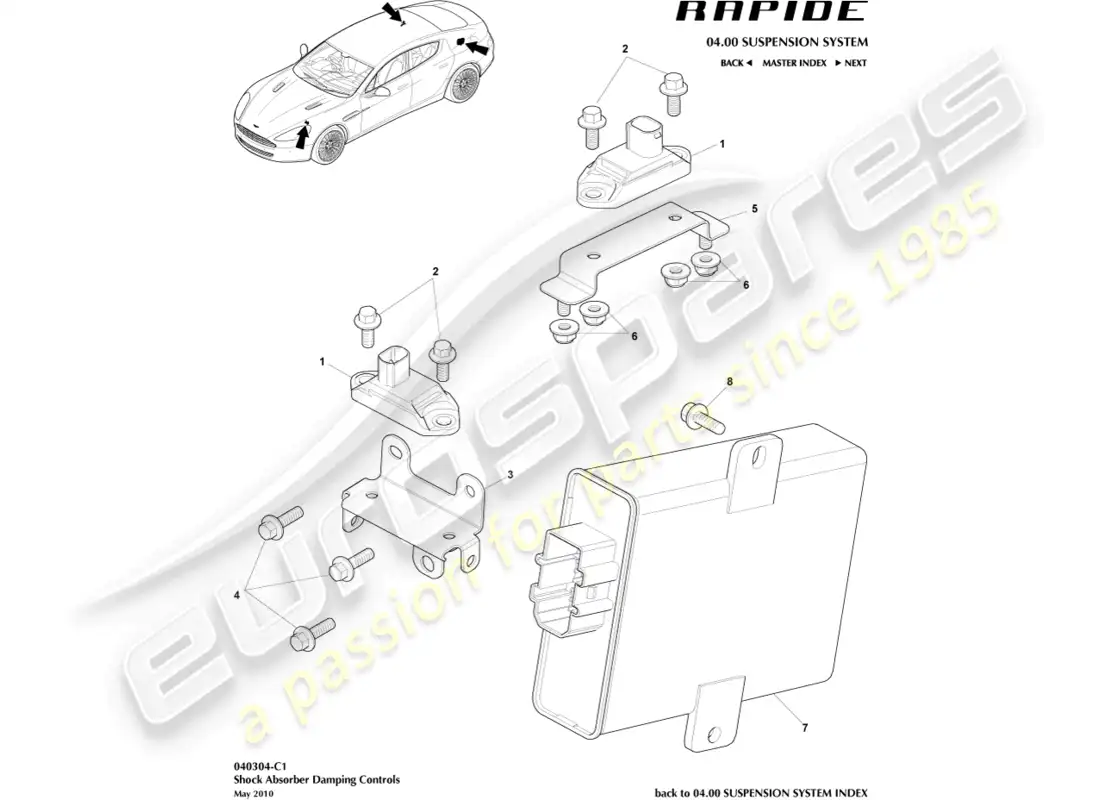 aston martin rapide (2013) active damping module parts diagram