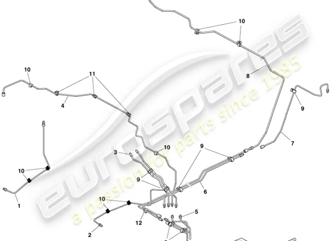 aston martin rapide (2017) brake lines & hoses, lhd parts diagram