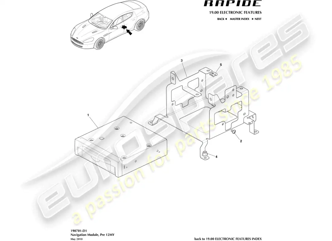 aston martin rapide (2019) navigation module, up to 12my parts diagram