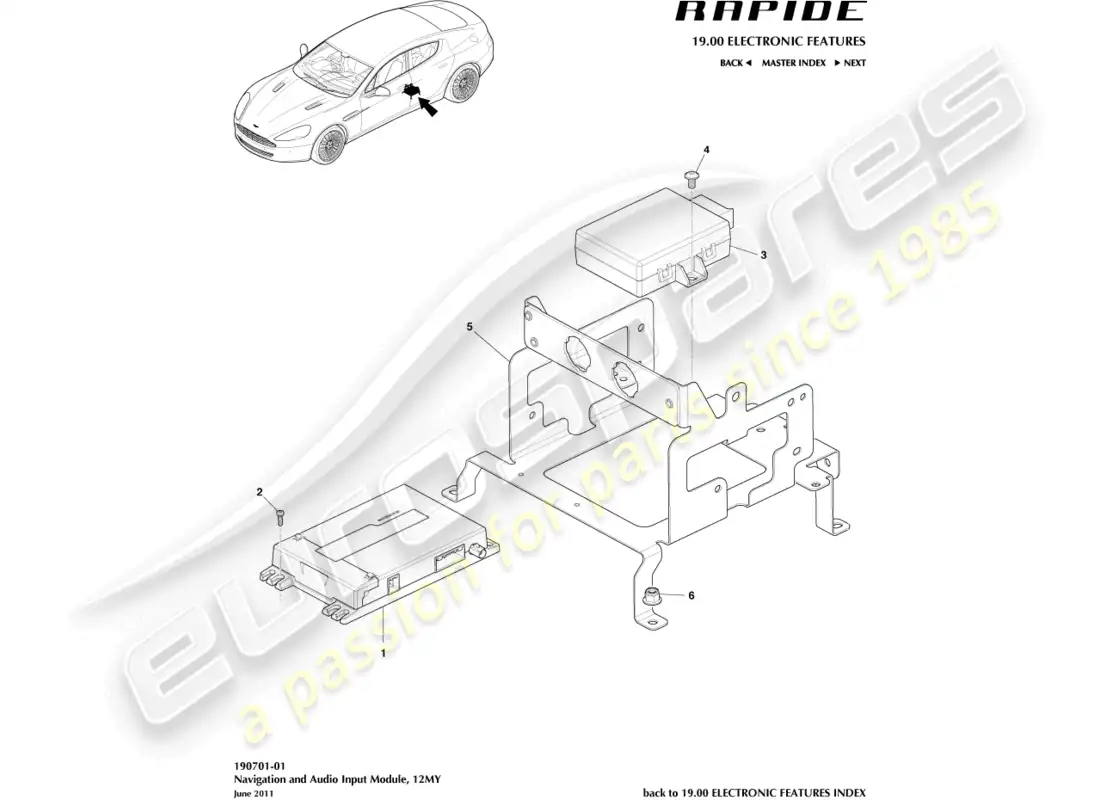aston martin rapide (2019) navigation module, 12my on parts diagram