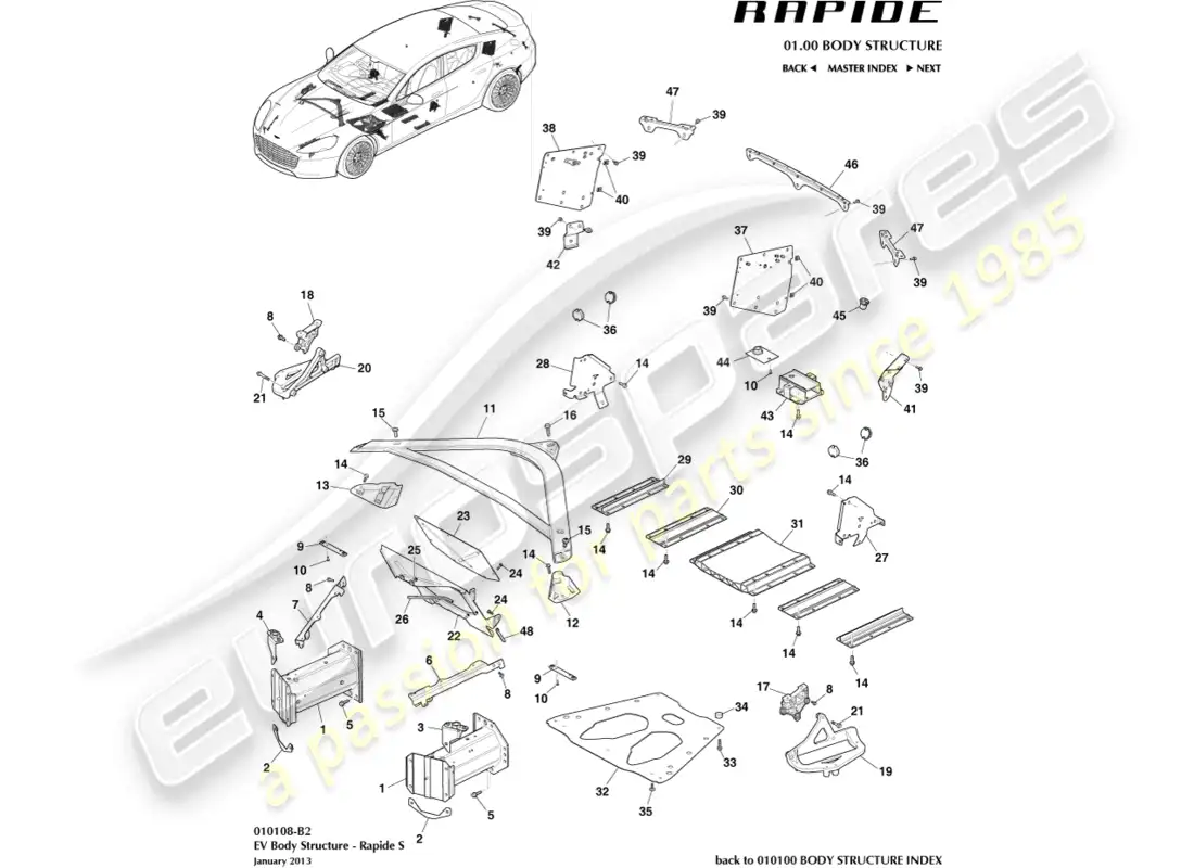 aston martin rapide (2013) ancillary parts, s parts diagram