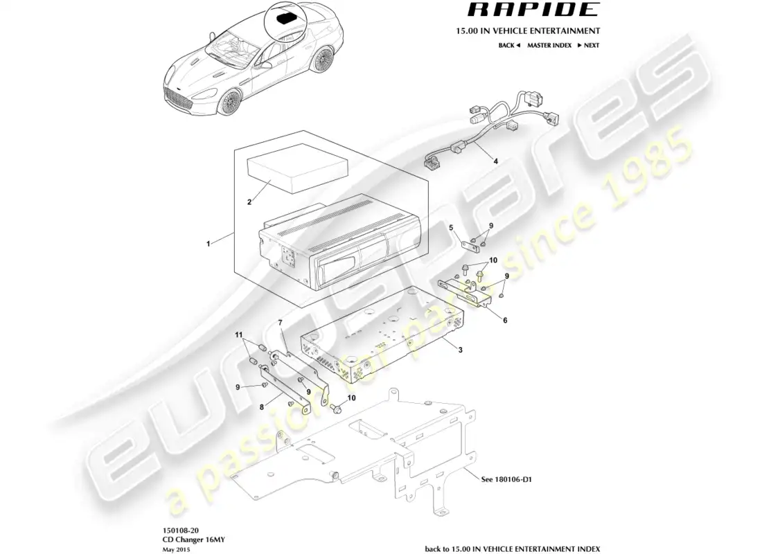 aston martin rapide (2011) cd changer, 16my on parts diagram