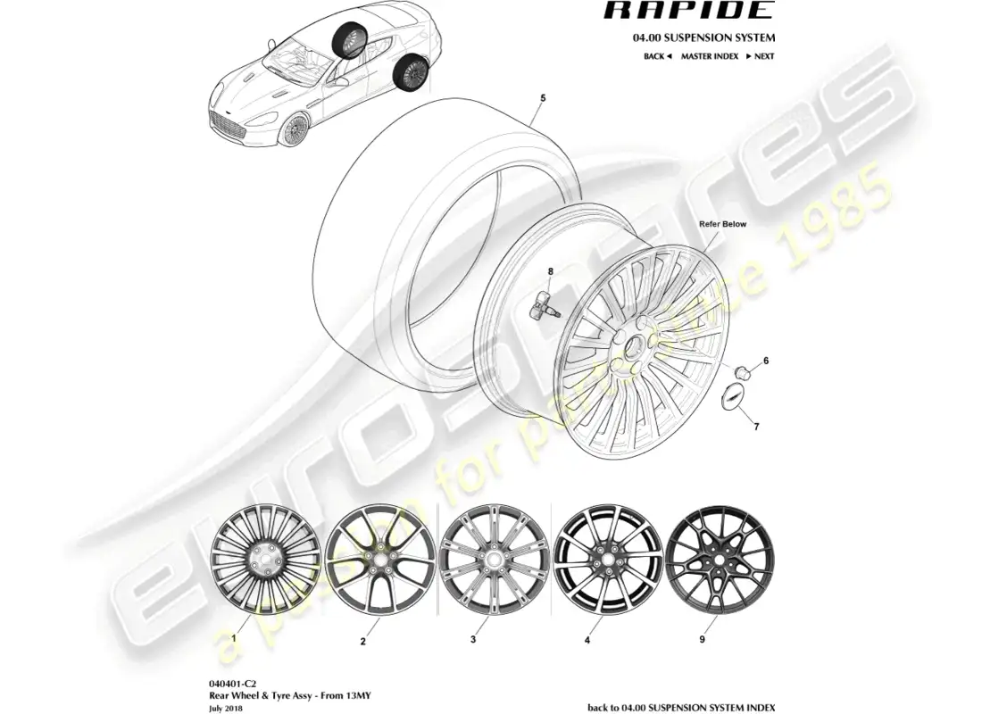 aston martin rapide (2013) wheel & tyres, rear from 13my parts diagram