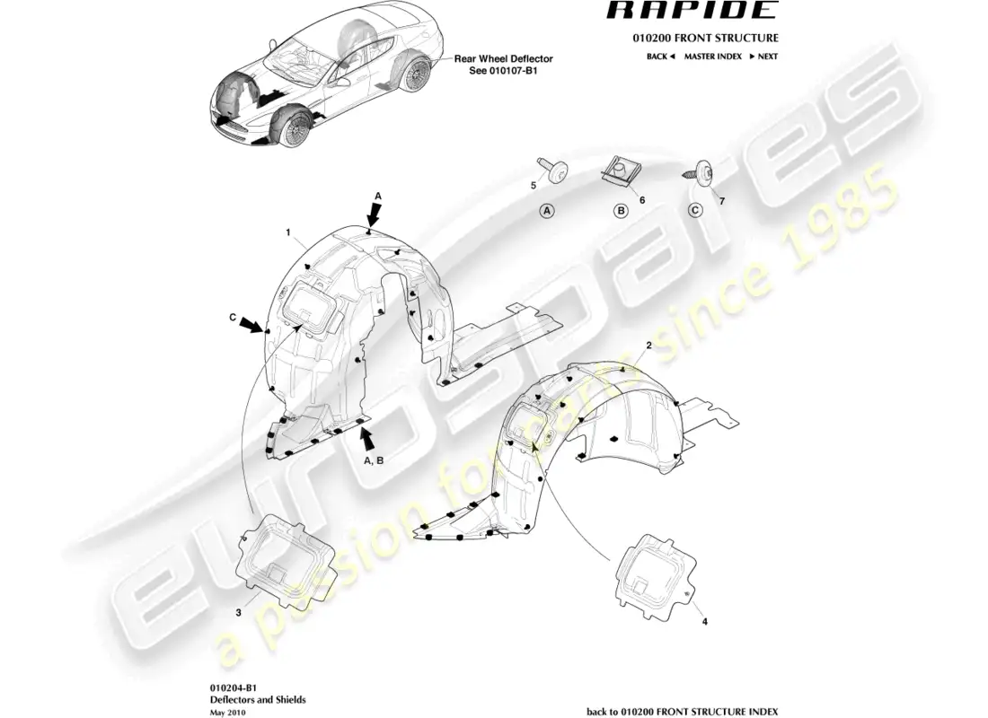 aston martin rapide (2013) front wheel arches parts diagram