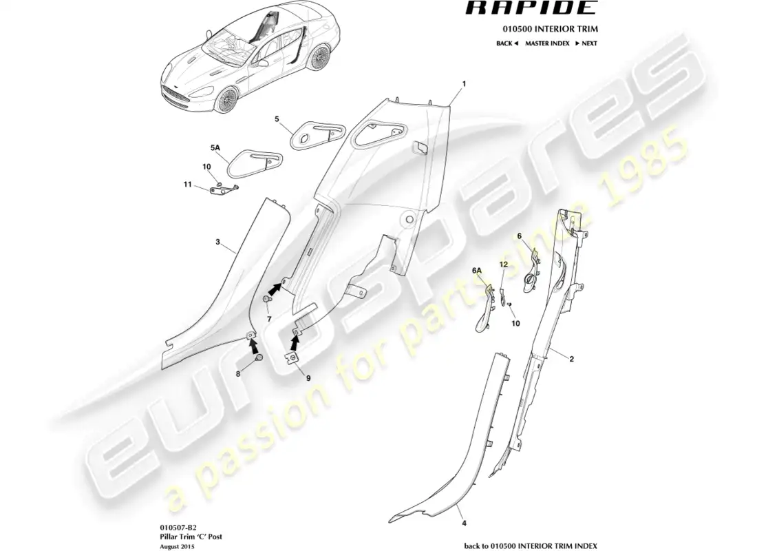 aston martin rapide (2017) c pillar trim parts diagram