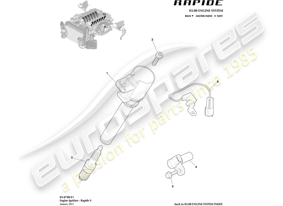 a part diagram from the aston martin rapide (2019) parts catalogue