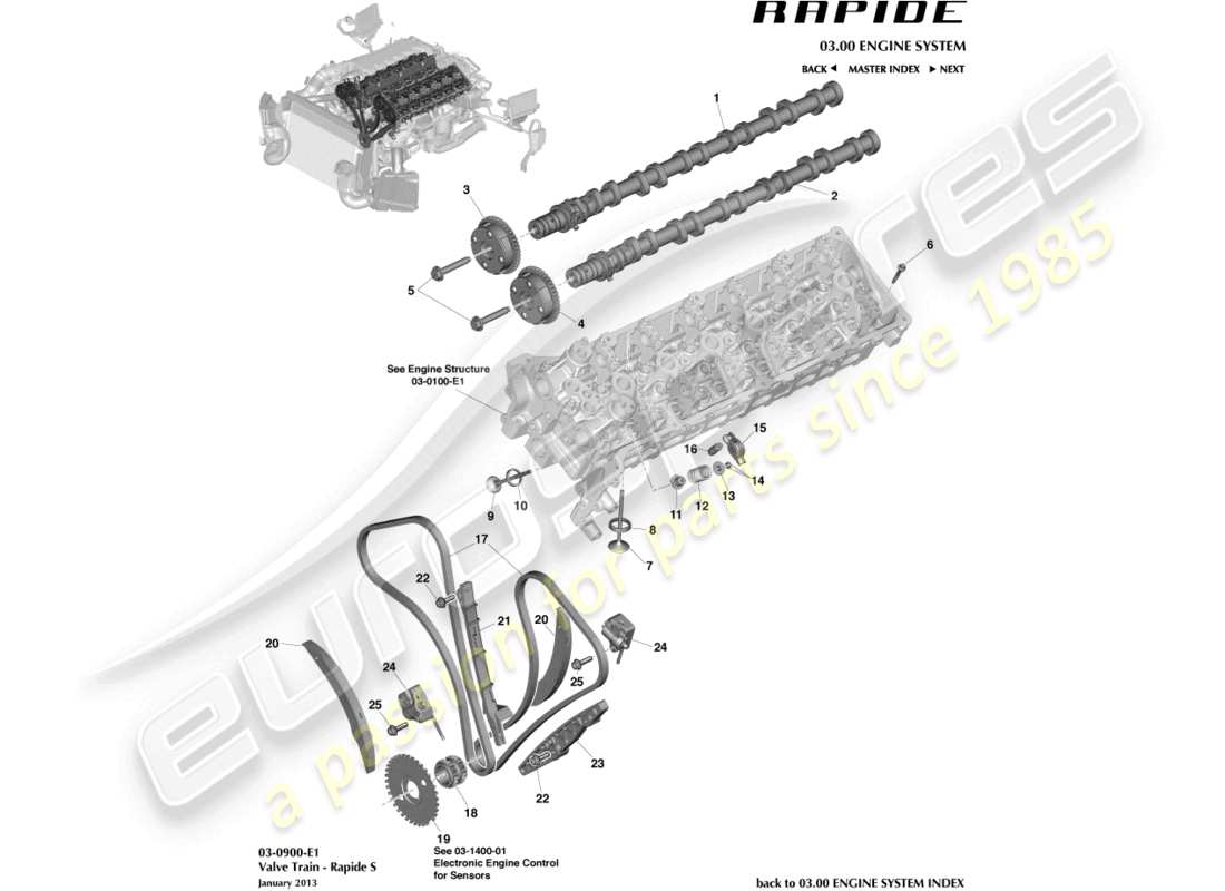 a part diagram from the aston martin rapide (2014) parts catalogue