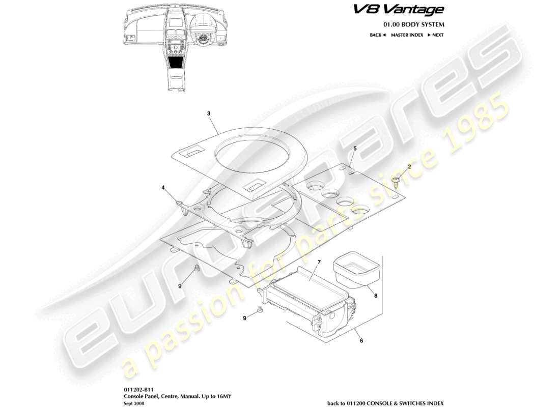 a part diagram from the aston martin vantage gt8 parts catalogue
