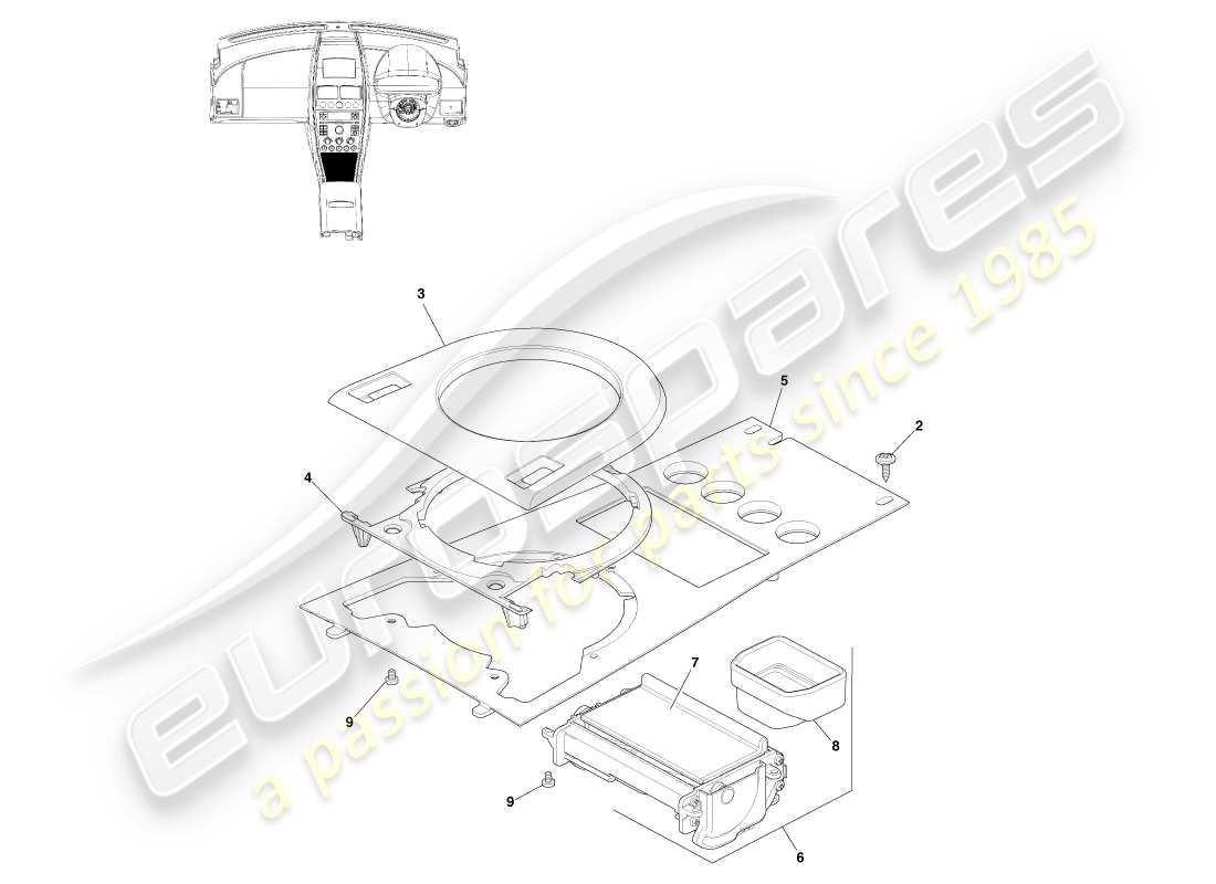 a part diagram from the aston martin v8 vantage (2005) parts catalogue