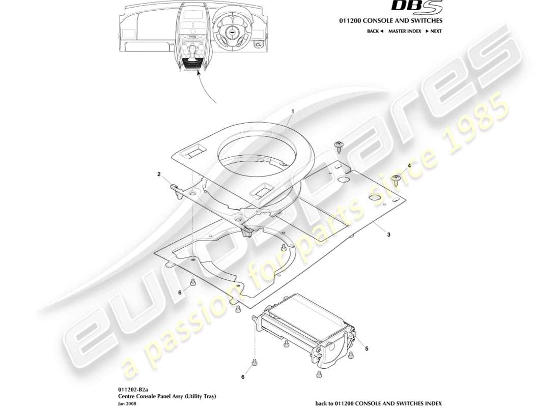 aston martin dbs (2009) utility tray part diagram