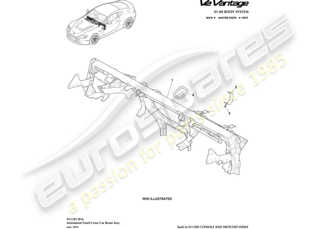 a part diagram from the aston martin v12 vantage parts catalogue