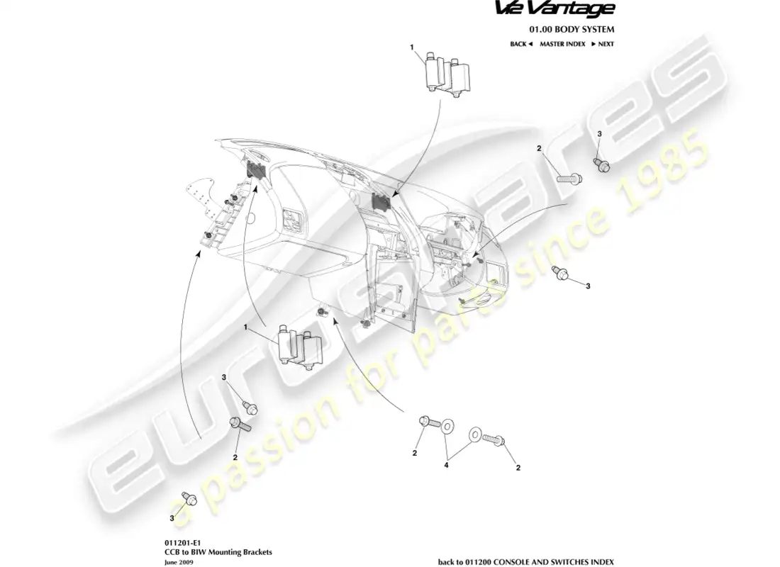 a part diagram from the aston martin v12 vantage parts catalogue