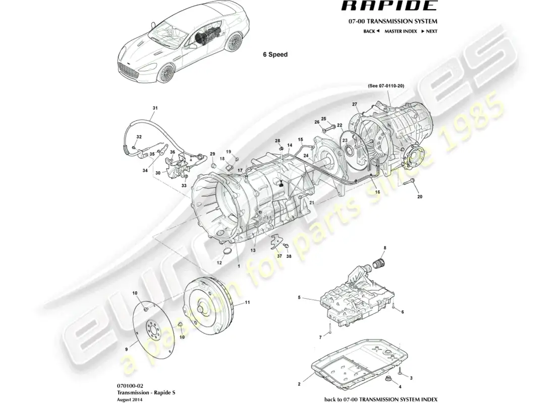 aston martin rapide (2018) transaxle, s parts diagram