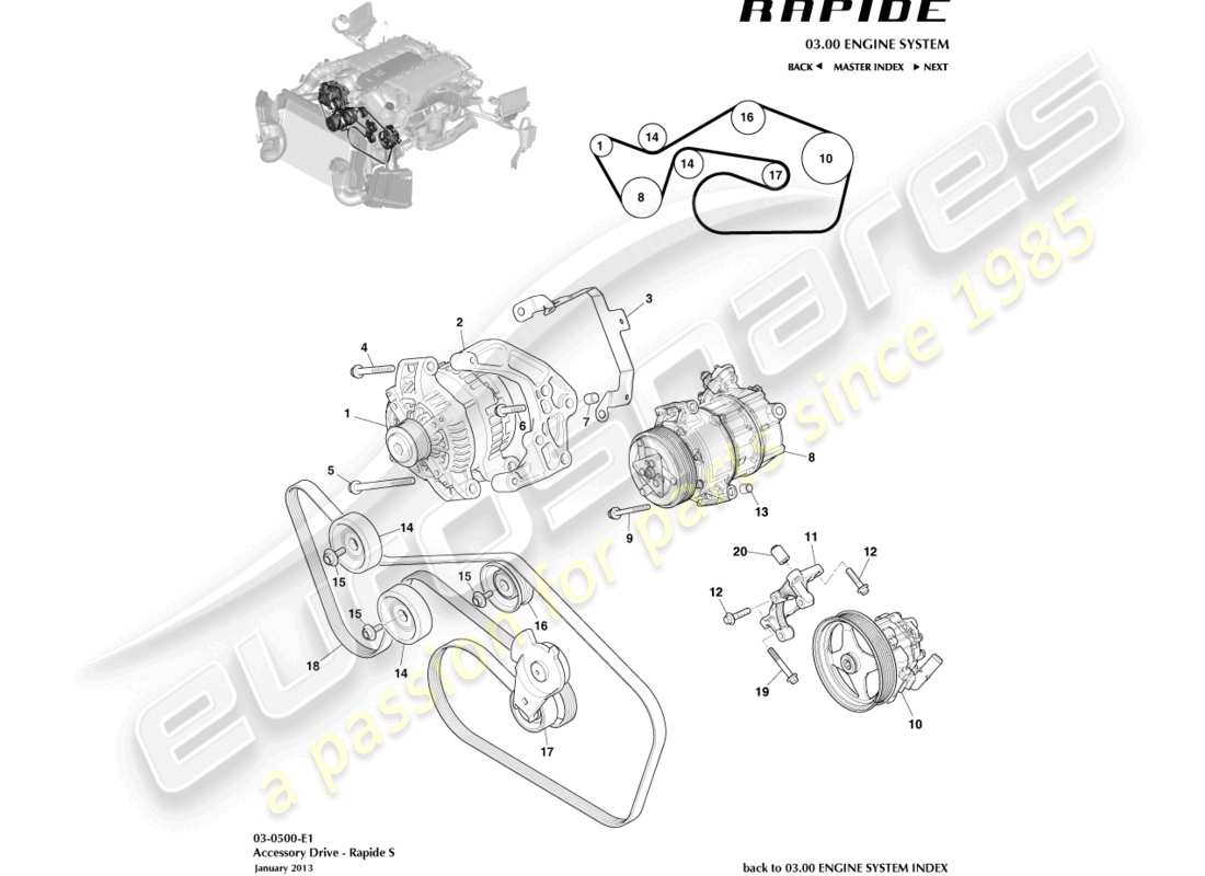 aston martin rapide (2013) accessory drive part diagram