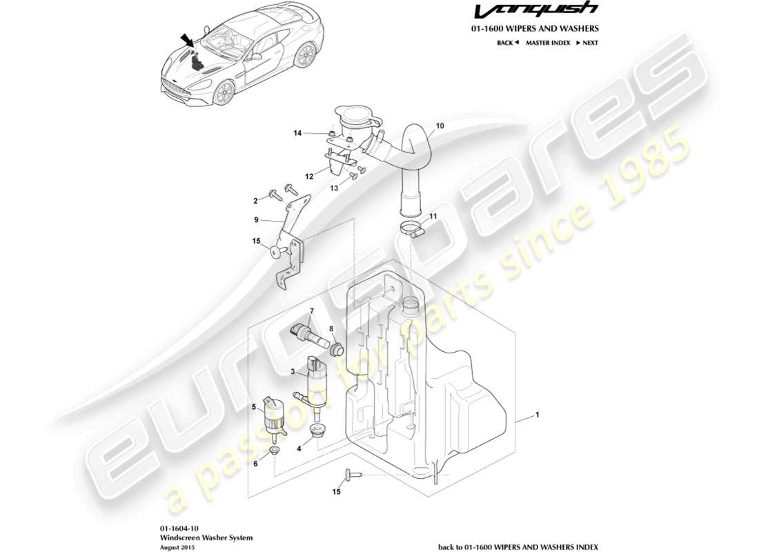 aston martin vanquish (2016) washer bottle part diagram