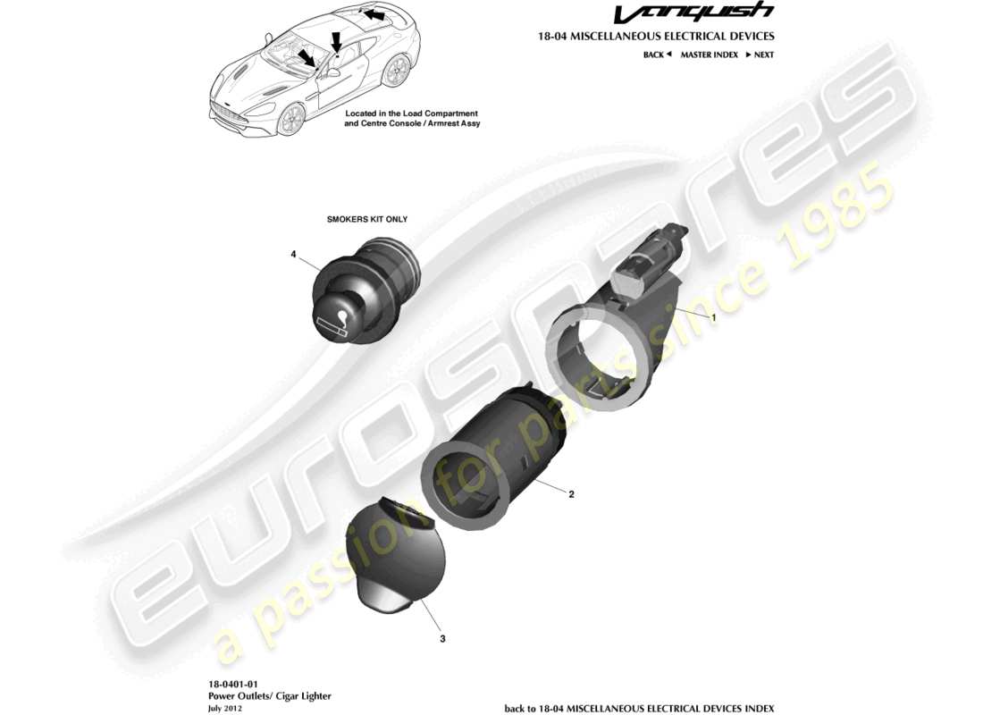 aston martin vanquish (2015) power socket part diagram