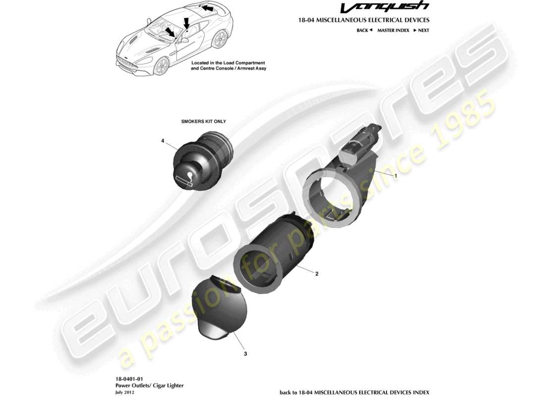 aston martin vanquish (2016) power socket part diagram