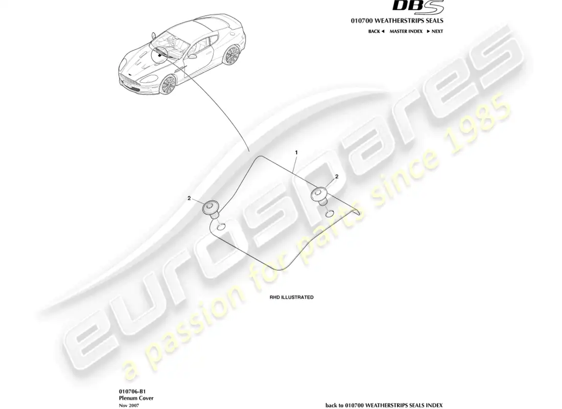 aston martin dbs (2011) plenum cover parts diagram