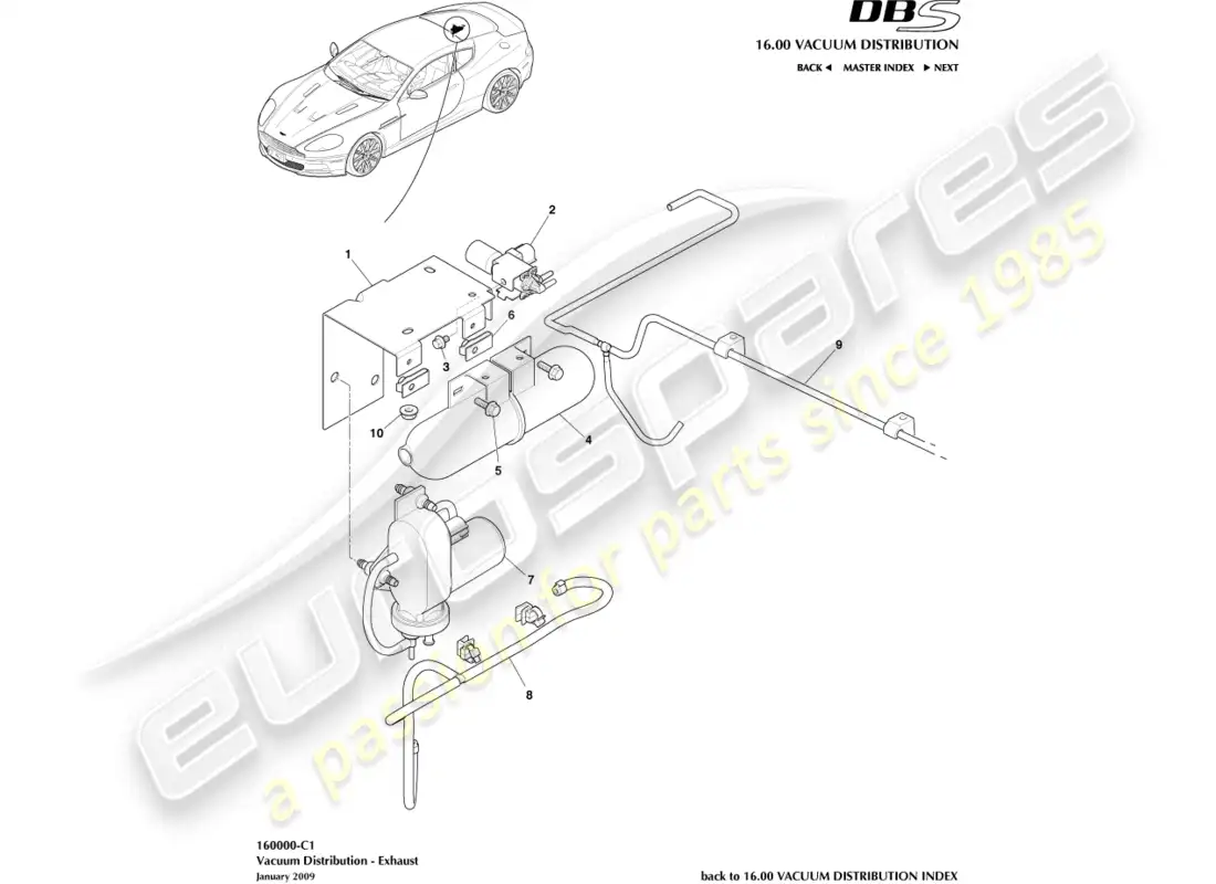 aston martin dbs (2009) vacuum distribution parts diagram