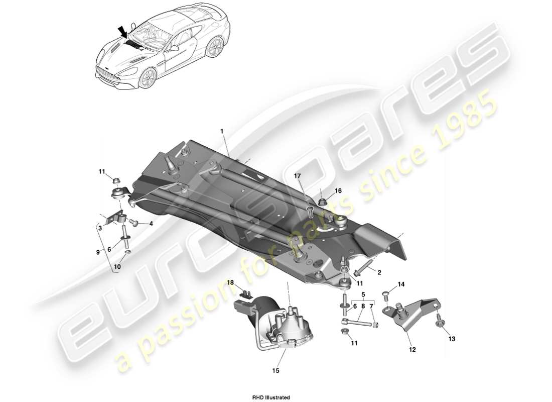 aston martin vanquish (2013) wiper linkage part diagram