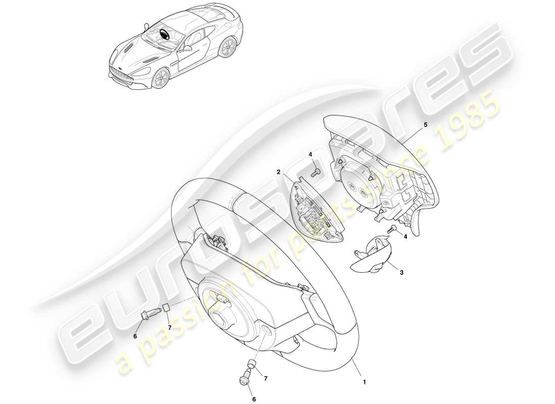 aston martin vanquish (2013) steering wheel part diagram