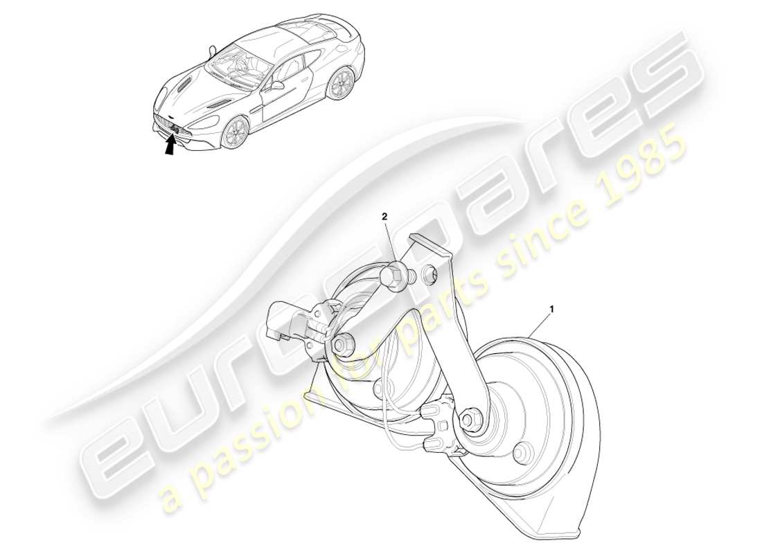 aston martin vanquish (2014) traffic horn part diagram